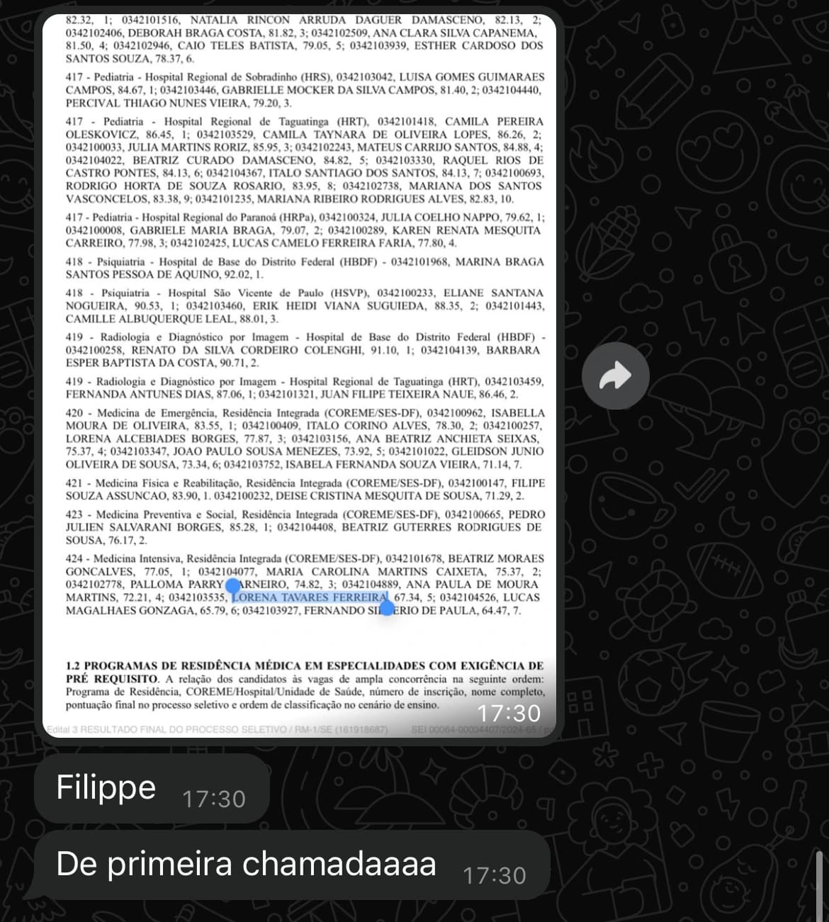 Lorena - Aprovada Residência SESDF